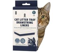 Large Cat Litter Tray Drawstring Liners, 83 x 41cm, Hygienic Disposal Bags with Easy-Tie Design, Compatible with 55cm Length Trays (8)