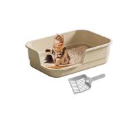 Large Cat Litter Tray, High Sides Semi-Closed with Scoop, High Edge Cat Litter Tray for Cleaning and Odour Control for Indoor Office Dorm Apartment Household Hotel Farmhouse Salo