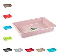Large Cat Plastic Litter Tray, Durable High-Grade Plastic Cat Kitten Puppy Dog Pet Toilet Potty Litter Training Tray Box Easy Clean Litter Tray for Kittens (9L - Pink Litter Tray)