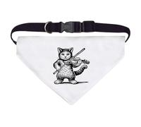 Large 'Cat Playing Fiddle' Dog/Cat/Pet Bandana (PD00061080)