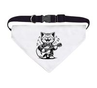 Large 'Cat Playing Guitar' Dog/Cat/Pet Bandana (PD00064974)