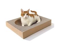 Large Cat Scratcher Bed with Oval Curved Nesting Design, Sink-Inspired Shape, Rectangular Edges for Easy Cleaning, Corrugated Cardboard with Kraft Paper, for Indoor Cats