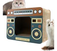 Large Cat Scratcher Lounge, Radio Oven-Shaped Cat Scratching Pad, Corrugated Paper Bed, Protects Furniture, Reduces Boredom, Indoor Kitten Playhouse, 44x34x23cm Multicolor