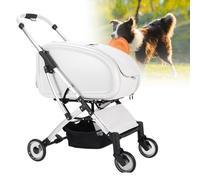 Large Cat Stroller with Detachable Carrier, 4-Wheel Foldable Design, Breathable Mesh & Cup Holder - Perfect for Outdoor Adventures,Transparent