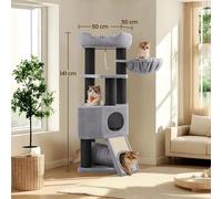 Large Cat Tower with Fluffy Plush Perch Light Grey