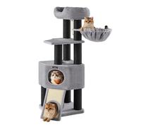 Large Cat Tower with Fluffy Plush Perch Light Grey, Light Grey