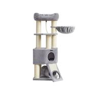 Large Cat Tower with Fluffy Plush Perch Light Grey, Light Grey and Natural Colour