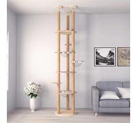 Large Cat Tree 8-Tier Floor to Ceiling Tower Height Adjustable， Space Capsule Jumping Platform ，Natural Sisal Rope Scratching Post, Cozy Bed，Interactive Toy for Indoor Large Cats (XL)
