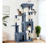 Large Cat Tree for Indoor Cats, Multi-Level Furniture Activity Center with 7 Scratching Posts, 4 Perches & 2 Condos, Plush Balls, Natural Sisal Scratch Posts & Play Toys, for Large Cats Blue