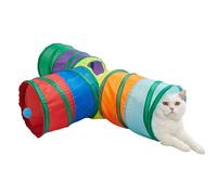 Large Cat Tunnel - 3 Way Foldable with Peephole | T-Shaped Cat Tunnel Toy Tube | for Bunny Puppy Small Dogs Indoor Play Exercise Enrichment Physical Mental Stimulation Training Boredom