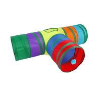 Large Cat Tunnel | T-Shaped 3-Way with Peek Hole | Foldable Play Tunnell Cats, Kittens, Puppies & Small Dogs | Indoor Exercise Toy for Enrichment, Boredom Relief, Physical & Mental Stimulation