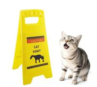 Large Cat Vomit Sign Caution, 9.8 Inch Funny Cute Cat Vomit Sign Avoid Accidents for Indoor Outdoor, Cat Warning Sign Decoration Funny Prank Gift, Desk Decoration for Cat Lovers and Cat Decorations