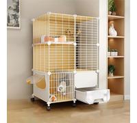 Large Cats Enclosure Cat Cage with Litter Box, 3-Tier DIY Cats Enclosures Pet Playpen Cat House Detachable Metal Wire Kennel Indoor Crate, 29.5x15.3x44.1inch