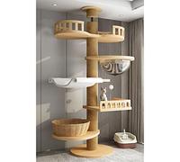 Large Cats Multi-Level Cat Furniture Tower - Floor to Ceiling Cat Tree with Hammock, Scratching Posts, and Cat's Nest - Ideal Indoor Condo