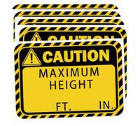 Large Caution Maximum Height Sign Stickers 4x6 inch Safety Warning Signs Yellow Hazard Caution Labels for Parking Lots Garages Logistics Warehouses 20 pcs