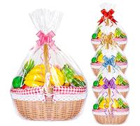 Large Cellophane Hampers Bags With Pull Bows, HCSSZ 10 Pack 20.5 x 27.6 Inches Hamper Basket Gift Bags, Cellophane Wrap bags for Hamper Making Easter Gift Presents Packaging