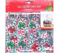 Large Cellophane Wrap for Hampers 55 x 60cm Clear Cellophane Wrap Bags with Ties,Reindeers Santa Candy Cane Xmas Themes Present Bag for Hamper Making Christmas Wrap For Gifts 2Pack (Candy can)
