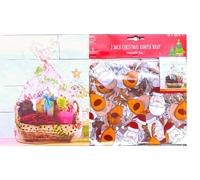 Large Cellophane Wrap for Hampers 55 x 60cm Clear Cellophane Wrap Bags with Ties,Reindeers Santa Candy Cane Xmas Themes Present Bag for Hamper Making Christmas Wrap For Gifts 2Pack (Reindeer)