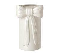 Large Ceramic Bow Shaped or Cyclindrical Bow Vase, White (Cylindrical Bow Vase 20cms)