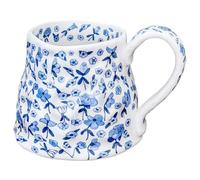 Large Ceramic Coffee Mug Cute Flower with Handmade Big Handle, 20oz Girly Blue Floral Tea Cup for Women Valentine Gift, Novelty Irregular Oversized Christmas Mugs for Latte Tea Milk Cocoa