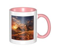 Large Ceramic Coffee Mugs,11oz Coffee Cups with Handle,Novelty Porcelain Mug Egyptian Pyramids Tea Mugs for Women Men Big Tea Cup,Latte Mug for Milk, Hot Tea,Microwave Safe