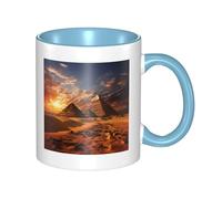 Large Ceramic Coffee Mugs,11oz Coffee Cups with Handle,Novelty Porcelain Mug Egyptian Pyramids Tea Mugs for Women Men Big Tea Cup,Latte Mug for Milk, Hot Tea,Microwave Safe