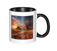 Large Ceramic Coffee Mugs,11oz Coffee Cups with Handle,Novelty Porcelain Mug Egyptian Pyramids Tea Mugs for Women Men Big Tea Cup,Latte Mug for Milk, Hot Tea,Microwave Safe