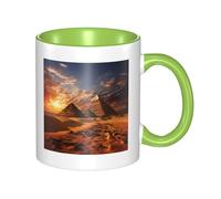 Large Ceramic Coffee Mugs,11oz Coffee Cups with Handle,Novelty Porcelain Mug Egyptian Pyramids Tea Mugs for Women Men Big Tea Cup,Latte Mug for Milk, Hot Tea,Microwave Safe