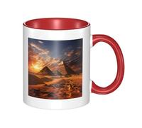 Large Ceramic Coffee Mugs,11oz Coffee Cups with Handle,Novelty Porcelain Mug Egyptian Pyramids Tea Mugs for Women Men Big Tea Cup,Latte Mug for Milk, Hot Tea,Microwave Safe