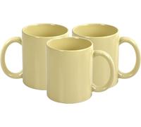 Large Ceramic Coffee Tea Mugs Set 300ml & 400ml Capacity Wide Cups with Easy Grip Handle Microwave Dishwasher Safe Perfect for Family & Gifting (Cream-300mlX3)