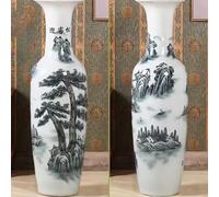 Large Ceramic Floor Vase, New Chinese Style Tall Vase for Living Room, Modern Asian Decor Statement Piece for Office Grand Opening, Housewarming Gift(A,1.2M)