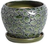 Large Ceramic Plant Flower Pot, Marble Pattern Planter with Drainage Hole, Round Modern Stylish Simple Design for Indoor Plants, Succulents Herbs Plants Gardening Planter