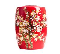 Large Ceramic Rice Storage Jar with Lid - Sealed Food Dispenser for Grains Nuts Beans and Flour - Kitchen Canister 10KG Capacity Red Design