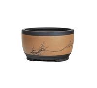 Large Ceramic Round Planter Pot with Drainage Hole, Drum-Shaped Chinese Style Pot for Orchids, Succulents, Cacti, and Moss - Versatile Indoor/Outdoor Plant Container