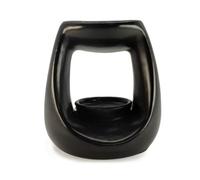 Large Ceramic Zen Oval Pebble Oil Burner Matt Black Aromatherapy Burner