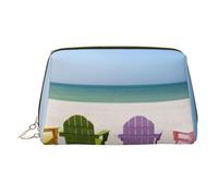 Large Chairs Beside The Blue Sea Sky Printed Cosmetic Bag Portable Cosmetic Storage Bag Suitable for Travel and Business Trips