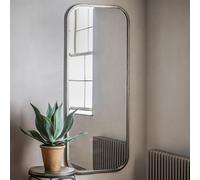 Large Champagne Curved Metal Frame Full Length Wall Mirror 156.5 x 65.5cm Agenzia 14 Silver One Size