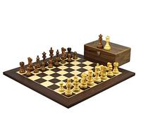 Large Championship Tournament Sized Wooden Chess Set Macassar Board 20 Inch Weighted Sheesham Classic Staunton Pieces With Walnut Chess Box 3.75 Inch