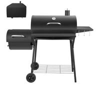 Large Charcoal BBQ Grill with Offset Smoker - Durable Oil Drum Barrel Barbecue for Outdoor Cooking Perfect for Garden Parties and Family Gatherings