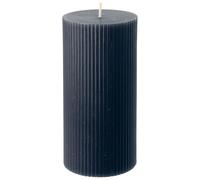Large Charcoal Ribbed Pillar Candle, 14x7cm Unscented Dark Grey Decorative Candle, Modern Minimalist Home Decor
