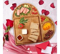 Large Charcuterie Board Set - Cheese Board Set - 3 Part Unique Long & Round - Magnetic Acacia Wood Cheese Boards & Charcuterie Boards Gift Set - Wooden Tray Serving Board Platter - Wine Party - 26x13