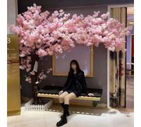 Large Cherry Blossom and Dense Artificial Peach Tree, Artificial Cherry Blossom Trees, With Solid Wood Trunk, for Indoor Outdoor Party Restaurant Mall Artificial Plant,001,2.0x1.2m