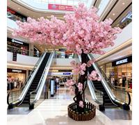 Large Cherry Blossom Plants, Handmade Light Pink Cherry Tree, outdoor artificial plants, Wishing Tree, for Indoor & Outdoor Wedding Decor,B,2.0x1.0m