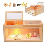 Large Chicken Brooder Box for Chick,Wooden Brooder Box 32" with Bulb Set and Thermometer - Accommodates Up to 25 Chicks-Ideal for Ducks,Quails,Hamsters,and Lizards（32x16x16 Inches）