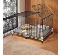 Large Chicken Coop for 8-10 Chickens with Wheels & Skylight, Easy-Clean Pull-Out Tray, Sturdy Metal Outdoor Chicken House for Ducks & Rabbits (70x35x47cm)