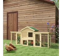Large Chicken Coop Garden Hen Cage Wooden Poultry House w/ Nesting Box Run PawHut Natural One Size