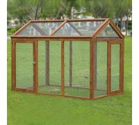 Large Chicken Coop, Outdoor Rabbit Hutch with Lockable Door Easy Cleaning, Wooden Poultry Cage Great for Duck Bunny Quail