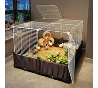 Large Chicken Coop & Rabbit Hutch - DIY Assembly Poultry Cage with Encrypted Iron Mesh for Indoor/Outdoor Farming - Ideal Pet Home (74x74x55cm)