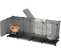Large Chicken Coop Villa Poultry Habitat Supplies, Chicken Coop, Made of Iron Wire, w/Tray Super Large Hen House, Strong and Stable, Easily Raise 5-6 Chickens, Easy Installation (Black 140x35x55 Cm)