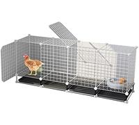 Large Chicken Coop Villa Poultry Habitat Supplies, Chicken Coop, Made of Iron Wire, w/Tray Super Large Hen House, Strong and Stable, Easily Raise 5-6 Chickens, Easy Installation (White 140x35x55 Cm)